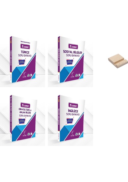 Karekök Yayınları 5. Sınıf Türkçe Sosyal Din ve Ingilizce Soru Bankası 4lü Set + Telefon Tutucu