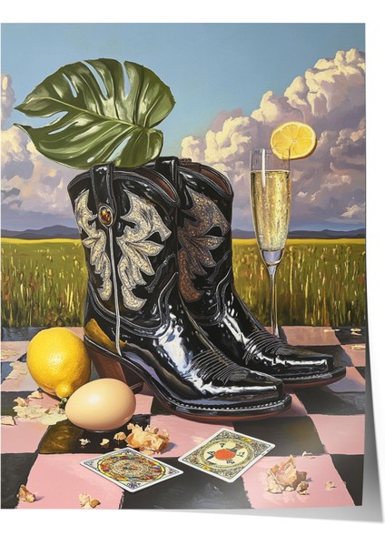 Çerçevesiz Poster, Kovboy Çizmesi Natürmort, Mutfak Dekoru Poster No: 111471