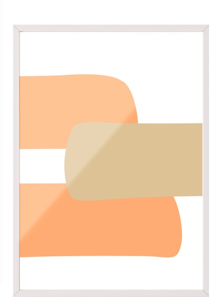 Beyaz Çerçeveli Tablo, Turuncu Bej Minimal Desen, Çalışma Odası Dekoru Poster No: 112360