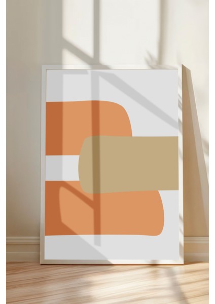 Beyaz Çerçeveli Tablo, Turuncu Bej Minimal Desen, Çalışma Odası Dekoru Poster No: 112360 modelleri