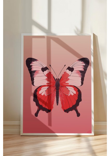 Beyaz Çerçeveli Tablo, Çift Kırmızı Kelebek, Yatak Odası Dekoru Poster No: 112238 modelleri