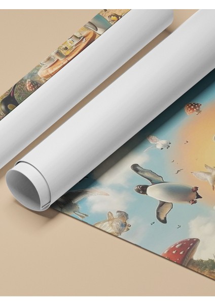 Çerçevesiz Poster, Mizahi Ahtapot Illüstrasyonu, Çocuk Odası Dekoru Poster No: 111306 fırsatları