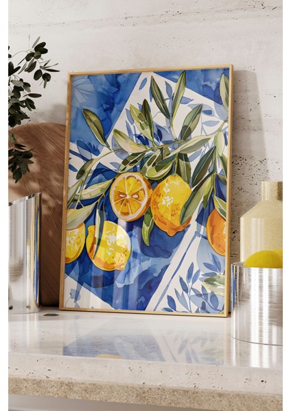 Ahşap Çerçeveli Tablo, Limon Dalları, Mutfak Dekoru Poster No: 112022 fırsatları