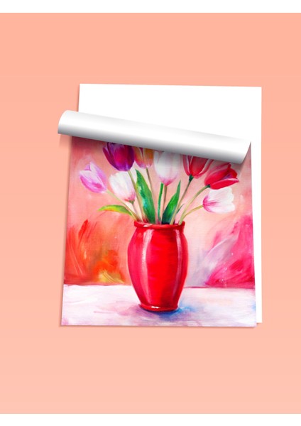 Çerçevesiz Poster, Kırmızı Vazoda Laleler, Salon Dekoru Poster No: 111773 fiyatları