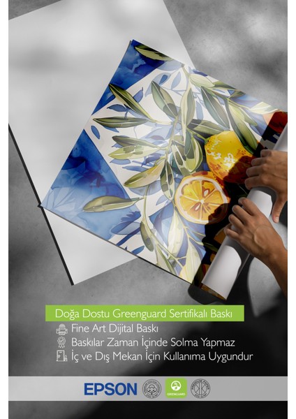 Ahşap Çerçeveli Tablo, Limon Dalları, Mutfak Dekoru Poster No: 112022