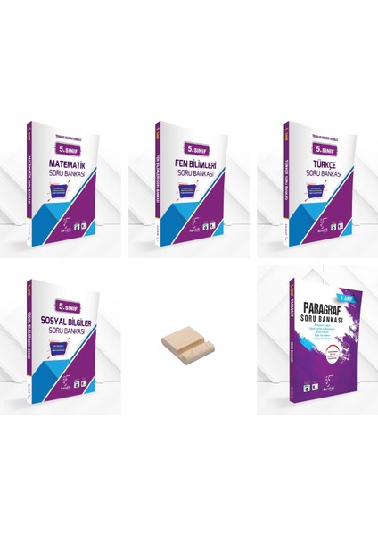 Karekök Yayınları 5. Sınıf Matematik Fen Türkçe Sosyal ve Paragraf Soru Bankası 5li Set + Telefon Tutucu