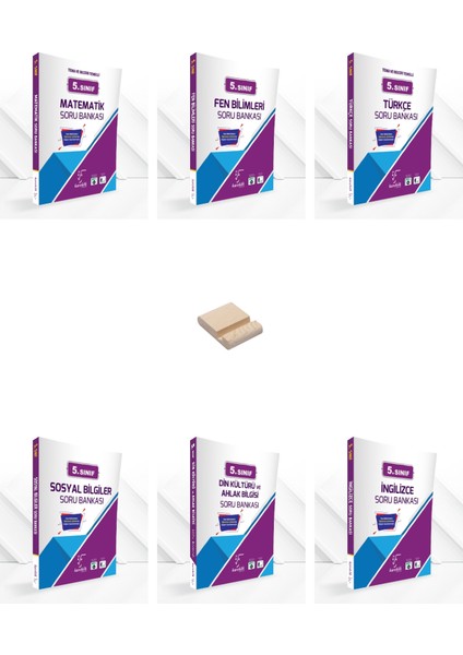 Karekök Yayınları 5. Sınıf Matematik Fen Türkçe Sosyal Din ve Ingilizce Soru Bankası 6lı Set + Telefon Tutucu