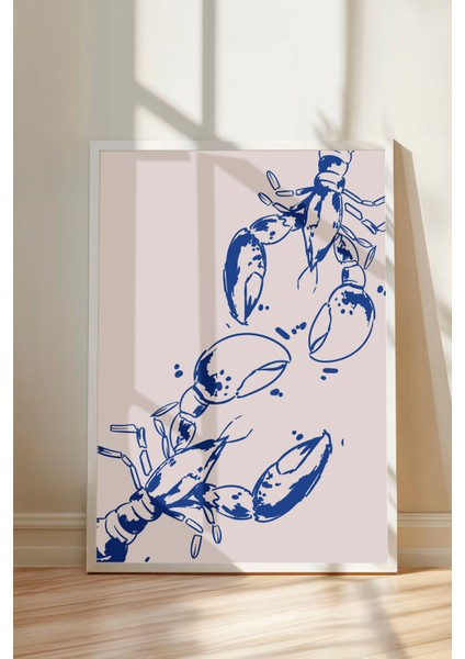 Beyaz Çerçeveli Tablo, Minimalist Yengeçler, Yatak Odası Dekoru Poster No: 112161 modelleri