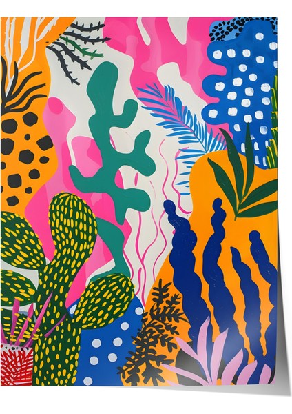 Çerçevesiz Poster, Renkli Soyut Bitkiler, Salon Dekoru Poster No: 112016