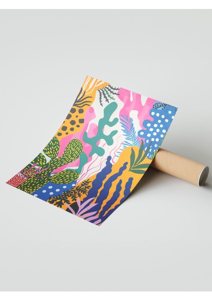 Çerçevesiz Poster, Renkli Soyut Bitkiler, Salon Dekoru Poster No: 112016 modelleri