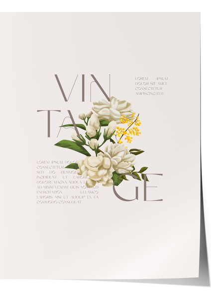 Çerçevesiz Poster, Beyaz Çiçek Minimalist, Ofis Dekoru Poster No: 111828