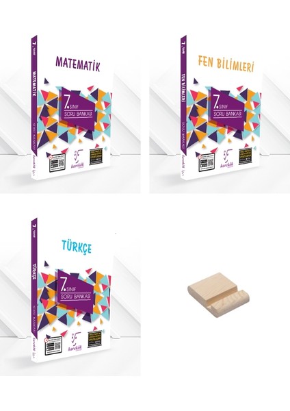 Karekök Yayınları 7. Sınıf Matematik Fen Bilimleri ve Türkçe Soru Bankası 3lü Set + Telefon Tutucu