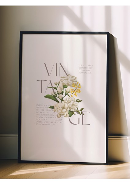 Siyah Çerçeveli Tablo, Beyaz Çiçek Minimalist, Ofis Dekoru Poster No: 111828 fiyatları