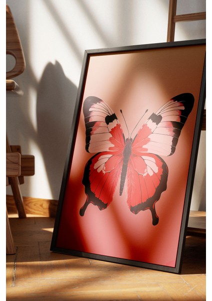 Siyah Çerçeveli Tablo, Çift Kırmızı Kelebek, Yatak Odası Dekoru Poster No: 112238 fırsatları