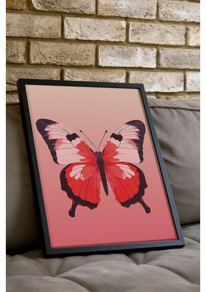 Siyah Çerçeveli Tablo, Çift Kırmızı Kelebek, Yatak Odası Dekoru Poster No: 112238 indirimleri
