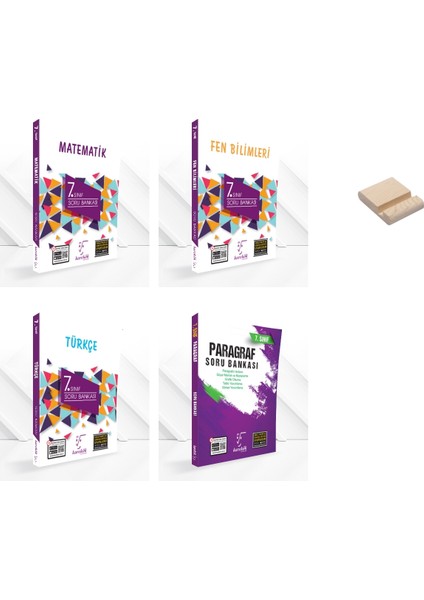 Karekök Yayınları 7. Sınıf Matematik Fen Bilimleri Türkçe ve Paragraf Soru Bankası 4lü Set + Telefon Tutucu