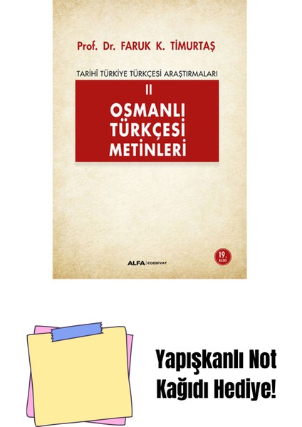 Osmanlı Türkçesi Metinleri 2 + Yapışkanlı Not Kağıdı
