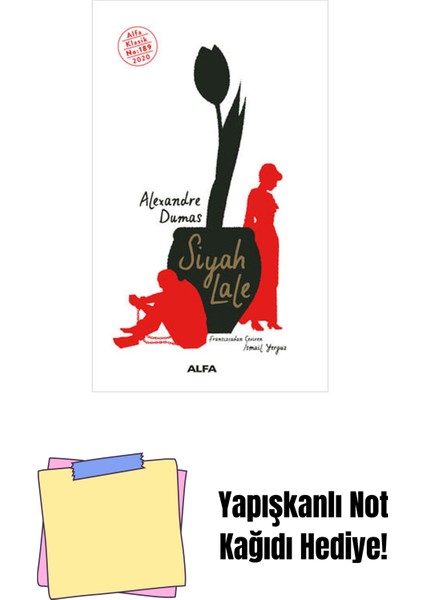 Siyah Lale + Yapışkanlı Not Kağıdı