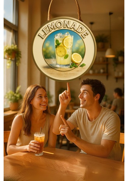 Lemonade Juice Limonata Temalı Kapı Süsü Tablosu – Limonlu Ferahlatıcı Cafe Büfe Duvar Dekoru