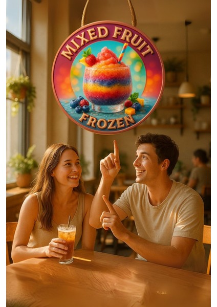 Mixed Fruit Frozen Meyveli Kapı Süsü Tablosu – Renkli Dekoratif Duvar Aksesuarı - Cafe Büfe Dekoru