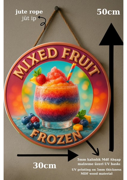 Mixed Fruit Frozen Meyveli Kapı Süsü Tablosu – Renkli Dekoratif Duvar Aksesuarı - Cafe Büfe Dekoru fırsatları
