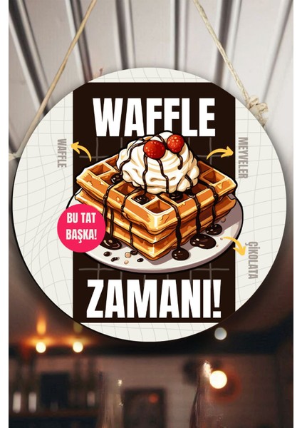 Waffle Salonu Duvar, Kapı, Çift Taraflı Askılı Pano Karşılama Tabelası, Waffle Dükkan Süsü