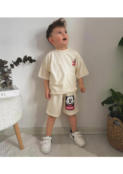 Mickey Mouse Baskılı ( Tişörtün Arka Kısmı Baskılı ) Erkek Alt-Üst Takım