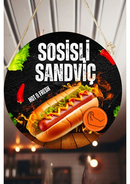 Sosisli Sandviç Salonu Için Tek Taraflı Karşılama Tabelası, Pide Dükkan Kapı Duvar Tablo Pano Süs modelleri