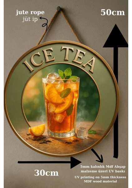 Ice Tea Temalı Kapı Süsü Tablosu – Soğuk Çay Konseptli Uv Baskılı Ferahlatıcı Cafe Büfe Duvar Dekoru fırsatları