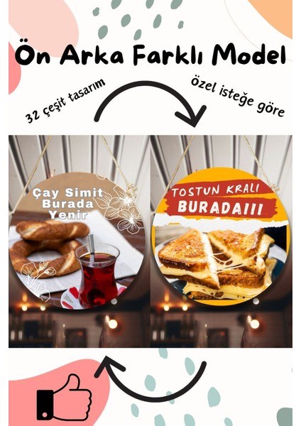 Yiyecek Dükkanı Için Çift Taraflı Özel Seçmeli Duvar, Kapı, Askılı Pano Karşılama Tabelası, Süs