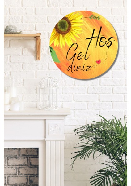 Ayçiçeği Temalı Dekoratif Ahşap Hoşgeldiniz Kapı Duvar Süsü fiyatları