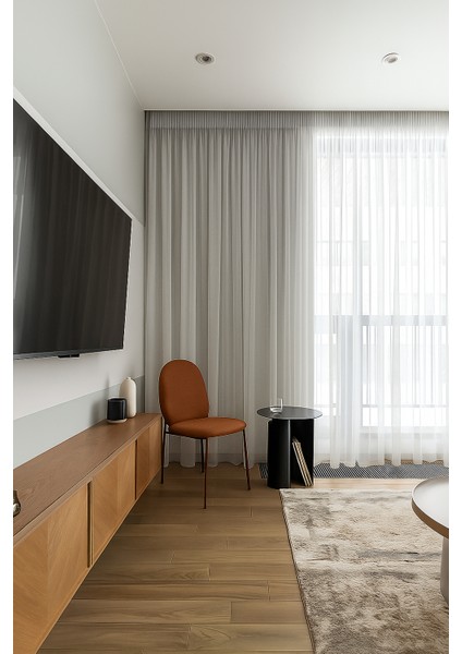 Dökümlü Düz Tül Perde - Açık Gri - Pileli Dikim 1x2,5 Pile - GA4454