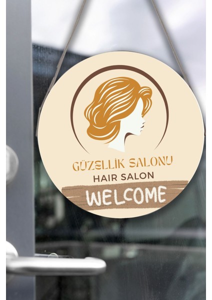 Güzellik Salonu Cam Kapı Pano Karşılama Tabelası, Kadın Kuaför Dükkan Süsü, Askılı Cam Kapı Tablosu