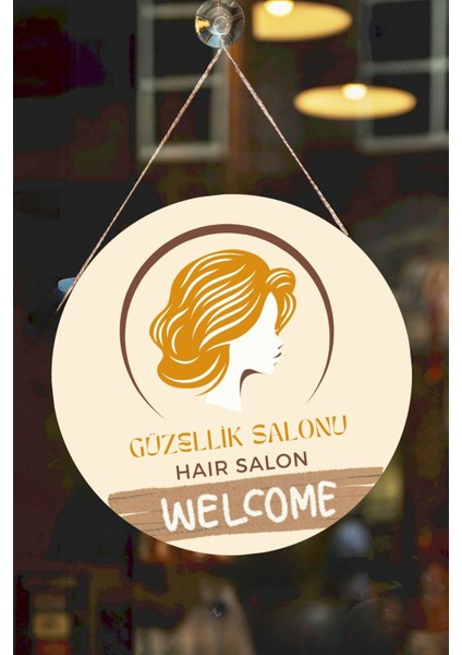 Güzellik Salonu Cam Kapı Pano Karşılama Tabelası, Kadın Kuaför Dükkan Süsü, Askılı Cam Kapı Tablosu fiyatları