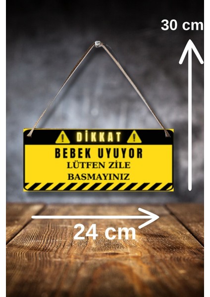 Lütfen Zile Basmayınız Bebek Uyuyor, Ev Kapı Önü Uyarı Süsü, Ahşap Uyarı Levhası, Ikaz Işareti fırsatları