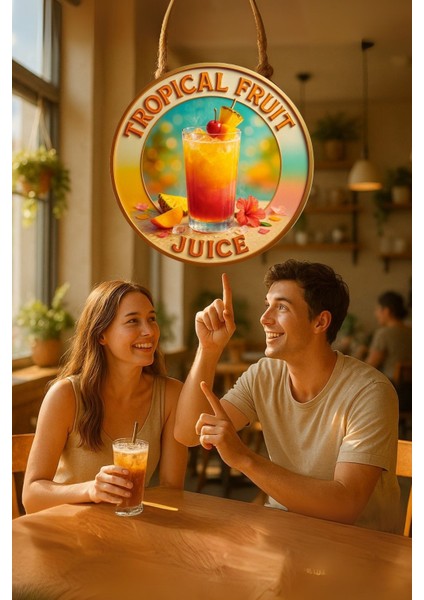 Tropical Fruit Juice Temalı Kapı Süsü Tablosu – Tropikal Meyve Resimli Yazlık Cafe Büfe Duvar Dekoru modelleri