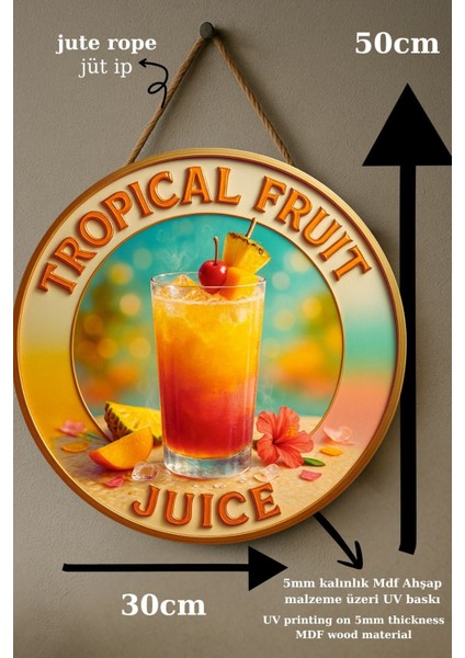 Tropical Fruit Juice Temalı Kapı Süsü Tablosu – Tropikal Meyve Resimli Yazlık Cafe Büfe Duvar Dekoru fırsatları