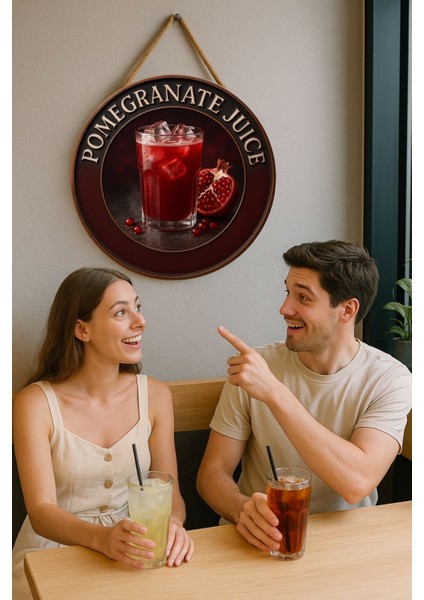 Pomegranate Juice Temalı Kapı Süsü Tablosu – Nar Suyu Konseptli Dekoratif Cafe Büfe Duvar Aksesuarı