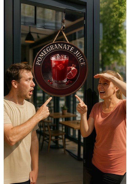Pomegranate Juice Temalı Kapı Süsü Tablosu – Nar Suyu Konseptli Dekoratif Cafe Büfe Duvar Aksesuarı fiyatları