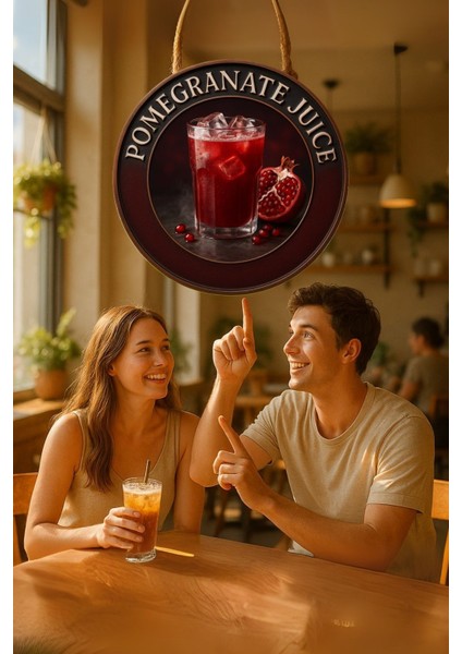 Pomegranate Juice Temalı Kapı Süsü Tablosu – Nar Suyu Konseptli Dekoratif Cafe Büfe Duvar Aksesuarı modelleri