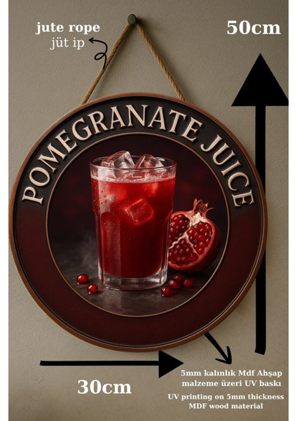 Pomegranate Juice Temalı Kapı Süsü Tablosu – Nar Suyu Konseptli Dekoratif Cafe Büfe Duvar Aksesuarı fırsatları