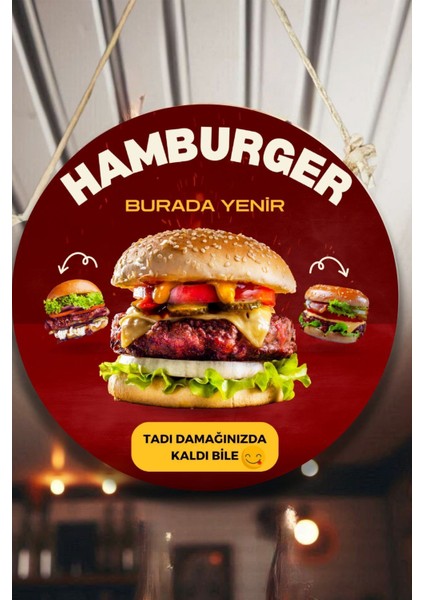 Hamburger Dükkanı Için Duvar, Kapı, Çift Taraflı Askılı Pano Karşılama Tabelası, Restoran Süs Dekor