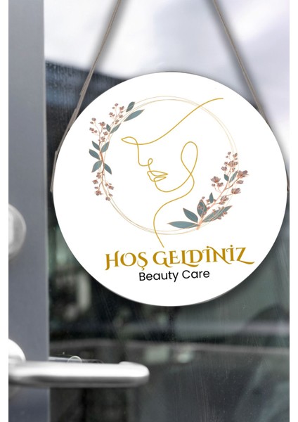 Güzellik Salonu Cam Kapı Pano Karşılama Tabelası, Kadın Kuaför Dükkan Süsü, Askılı Cam Kapı Tablosu fiyatları