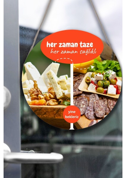 Şarküteri Market Kapı Duvar Pano Karşılama Tabelası, Kahvaltı, Mandıra Dükkan Karşılama Süs Tablosu