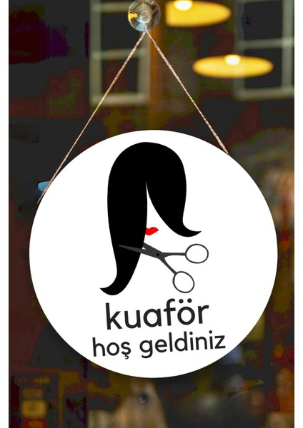 Güzellik Salonu Cam Kapı Pano Karşılama Tabelası, Kadın Kuaför Dükkan Süsü, Askılı Cam Kapı Tablosu