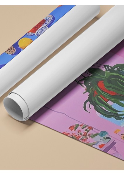 Çerçevesiz Poster, Renkli Iç Mekan Illüstrasyonu, Mutfak Dekoru Poster No: 111144 fırsatları