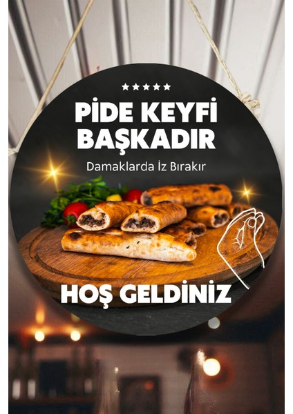 Pide Salonu Için Çift Taraflı Hoş Geldiniz Karşılama Tabelası, Pide Dükkan Kapı Duvar Tablo Pano Süs