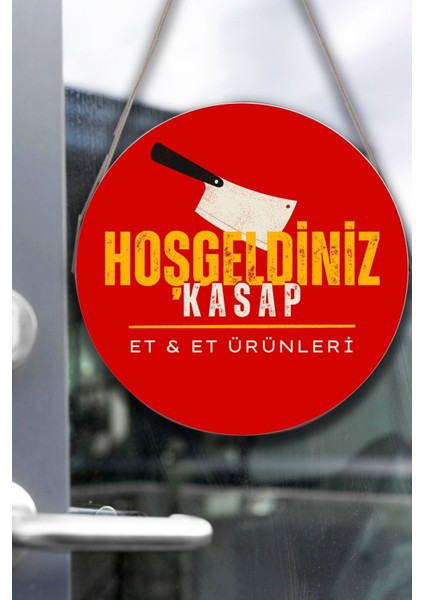 Kasap Dükkanı Cam Kapı Pano Karşılama Tabelası, Kasap Iç Mekan Için Askılı Dükkan Süs Tablo Dekoru