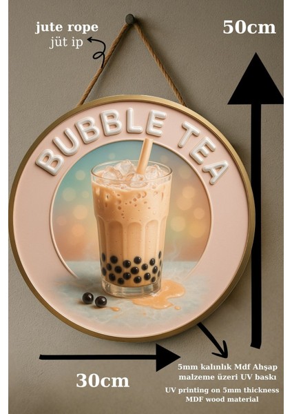 Bubble Tea Temalı Kapı Süsü Tablosu – Boba Içecek Konseptli Dekoratif Cafe Büfe Duvar Aksesuarı fırsatları