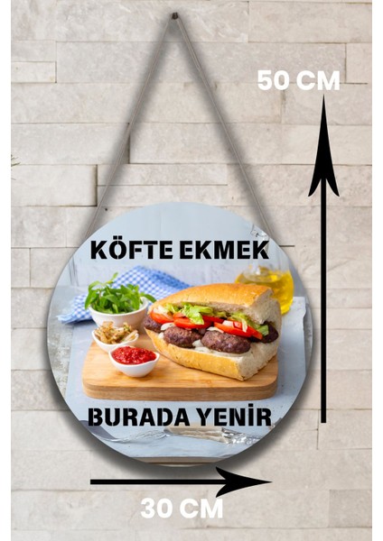 Köfte Ekmek Burada Yenir Yazılı Çift Taraflı Karşılama Tabelası, Köfte Dükkan Kapı Duvar Tablo Süsü modelleri
